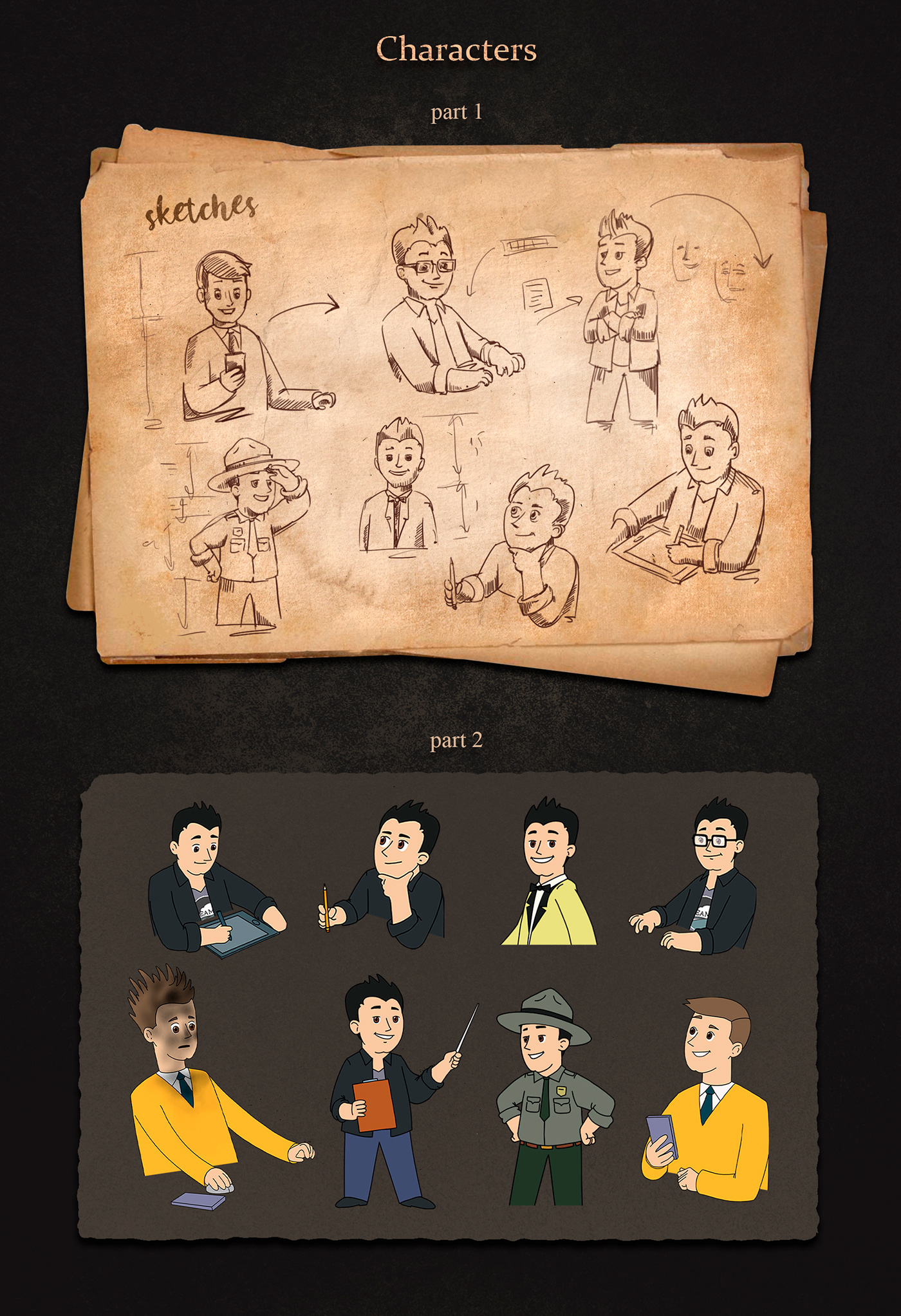 2D animation  application Character design ILLUSTRATION  Office rettro vintage
