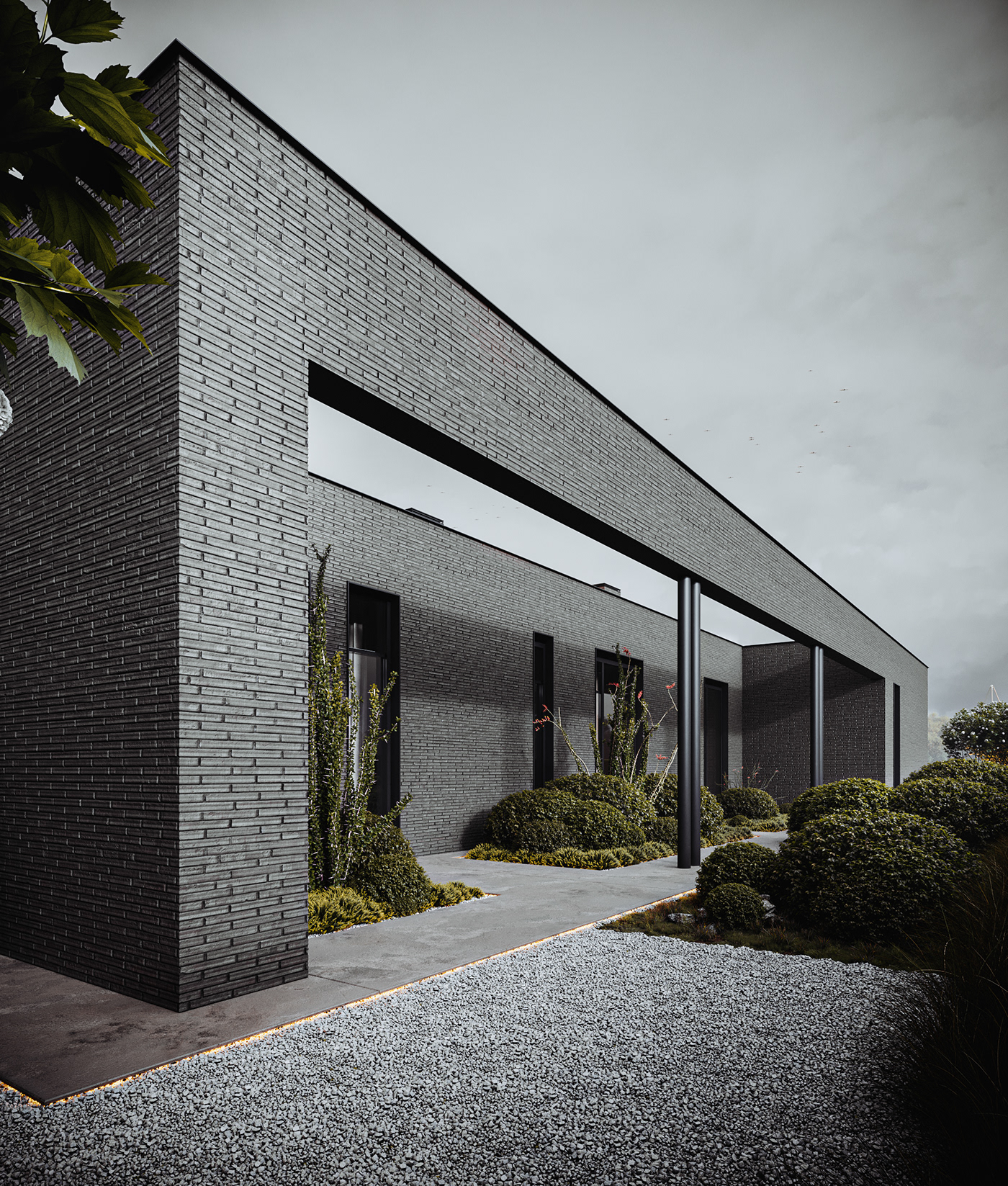 3dsmax architecture brick corona CoronaRender  house luxery Render visualization