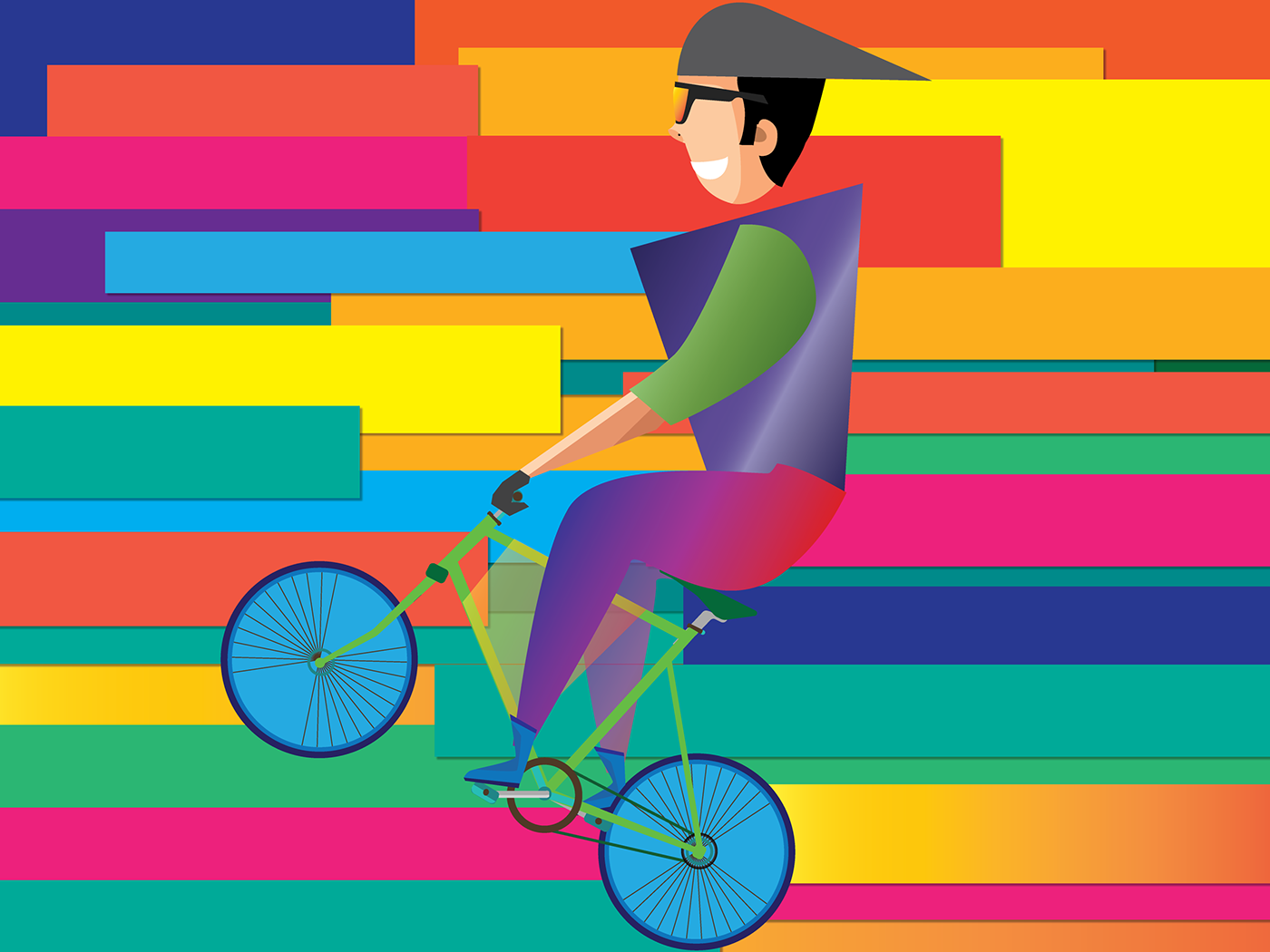 Illustrator Graphic Designer motion artist flat design Logo Design superman Wheelie Cycling cycle