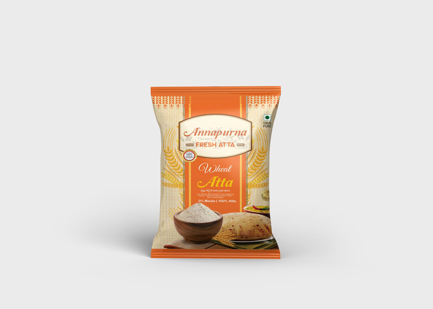 flour Atta wheat flour Wheat Atta Mockup brand identity Packaging 3D