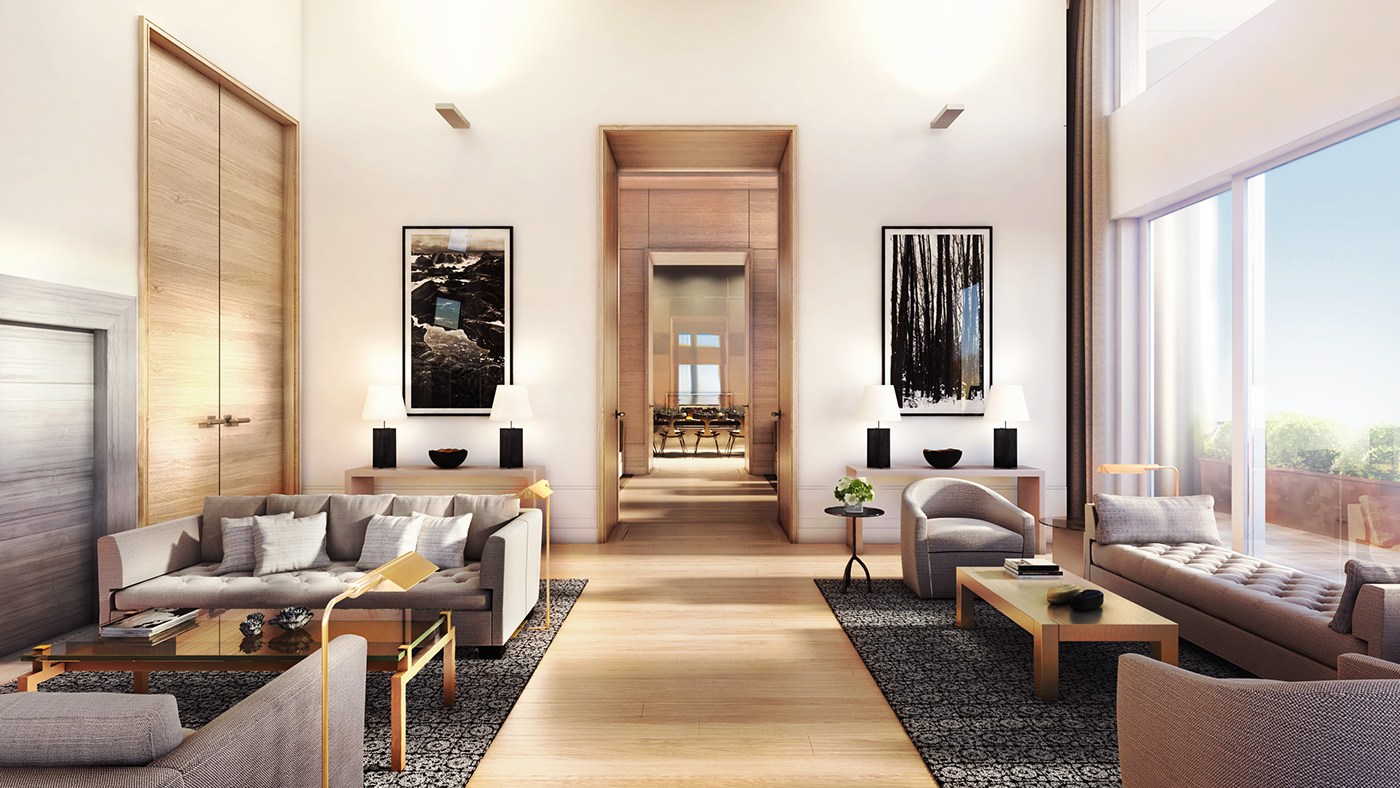 residential luxury Condo amenities Pool Spa Lobby High Rise porte cochere nyc