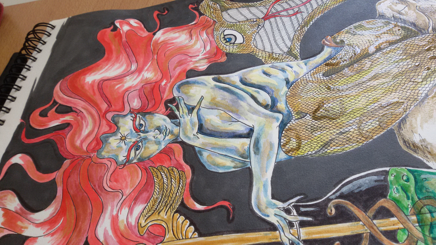gueen ILLUSTRATION  legend Medecine mythology persian mythology red hair serpent shahmaran woman