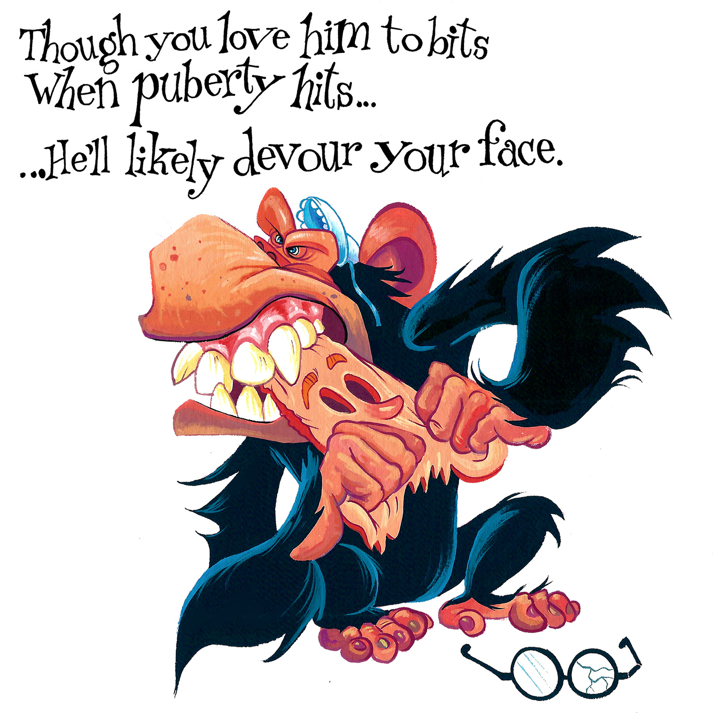 ape cartoon chimp gouache ILLUSTRATION  poem rhyme whimsical