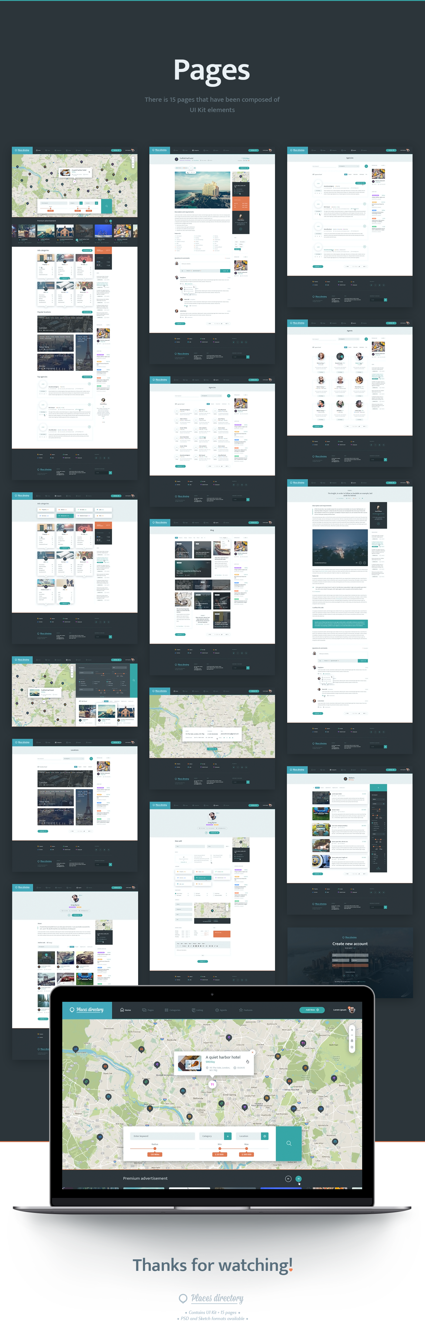 map ui kit Website portal advertisement template searching presentation