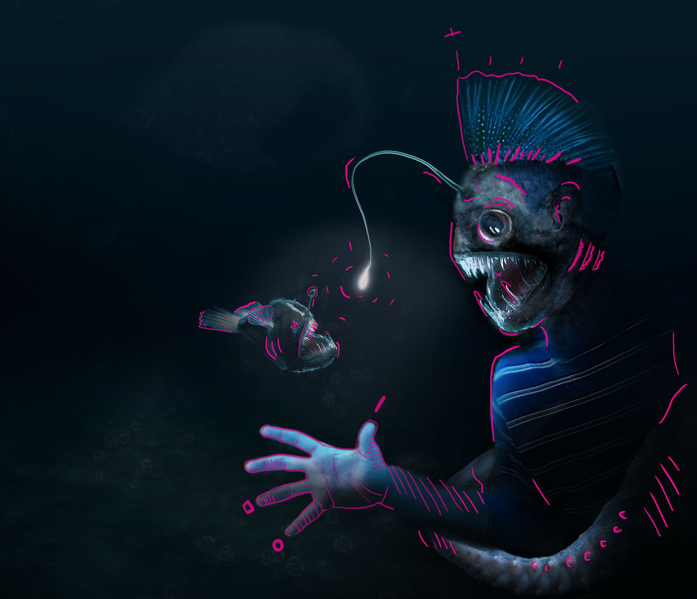 unknown jellyfish black seadevils photomontage deep ocean Ocean deep photoshop brush human mutation jgpdesign