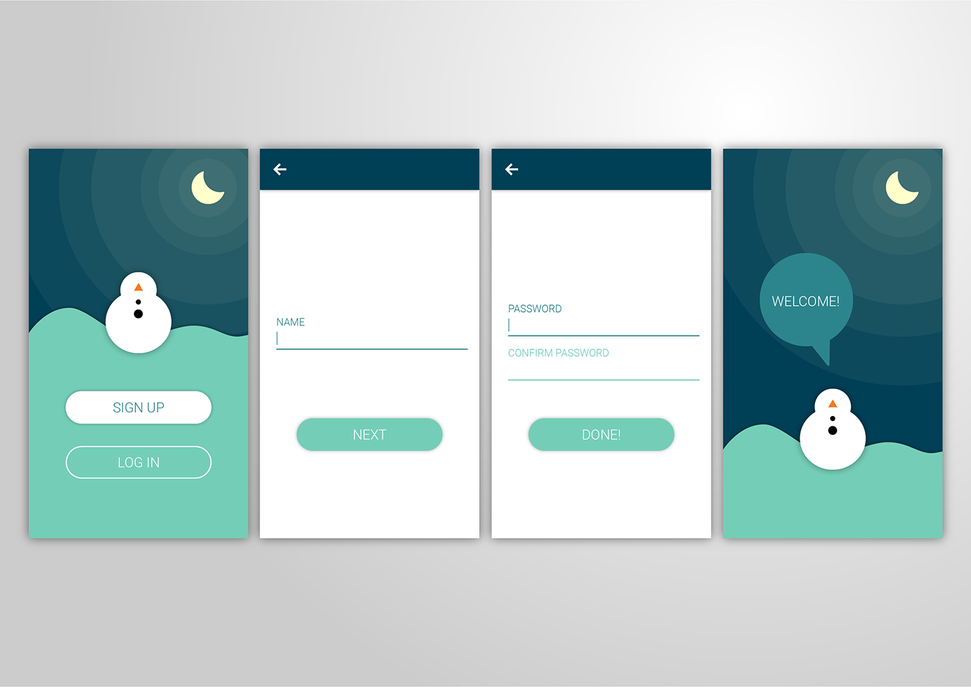 sign up DailyUI concpet interaction material design snowman