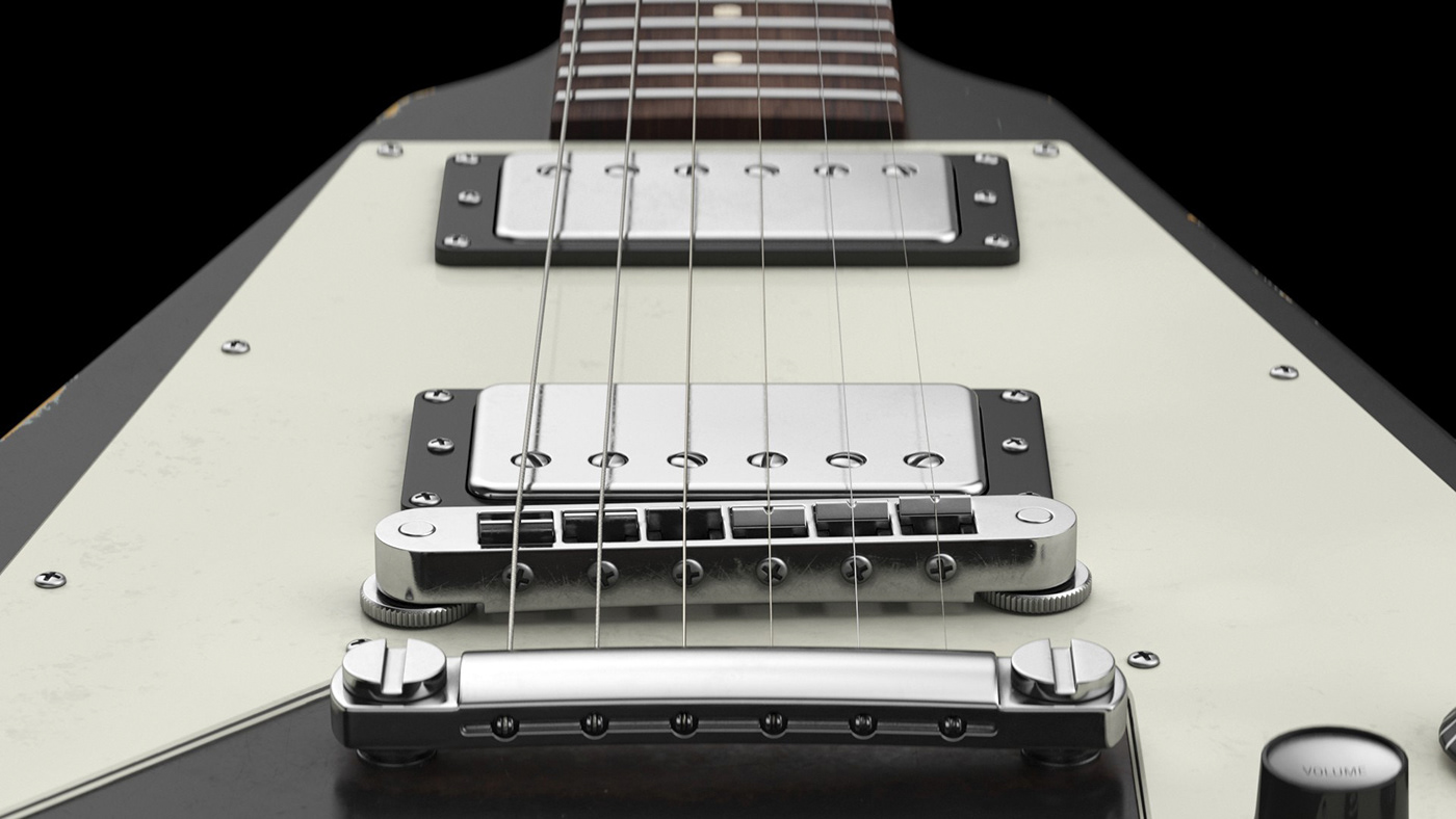 music 3d modeling Render vray Musical Instrument 3D model electric guitar Gibson nrg3d