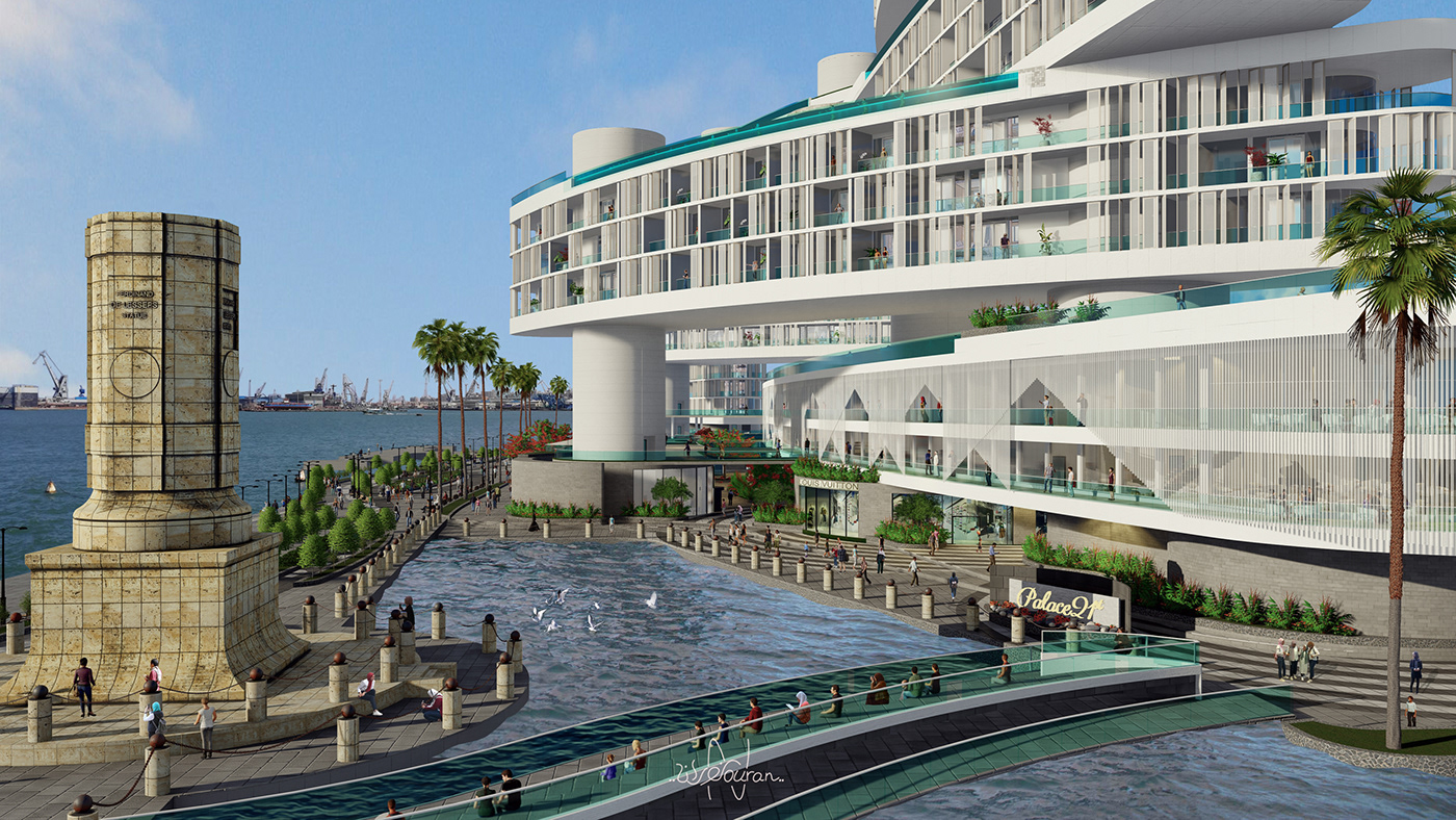 architecture complex design graduation hotel portsaid stars waterfront
