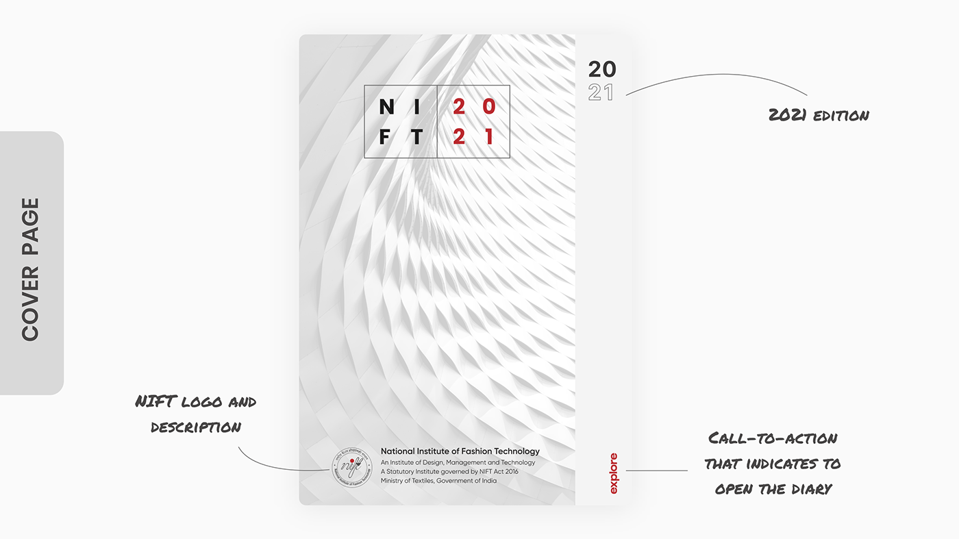 calendar design diary design ILLUSTRATION  Layout neumorphism NIFT NIFT CALENDAR nift diary print design  ui ux