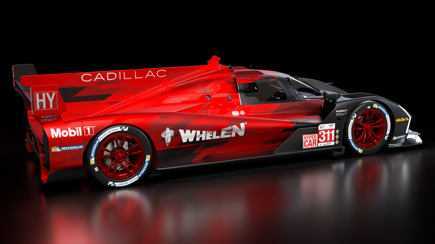 Racing Motorsport design Livery cadillac hypercar 3D visualization wec LeMans24