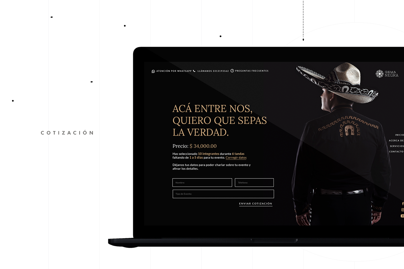 Diseño web Web Design  interfaz landing page One Page UI ux Website mariachi music