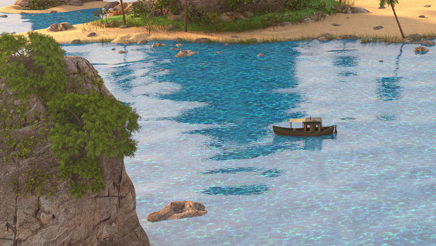 Thailand Landscape sea Ocean beach rock 3D CGI Maya