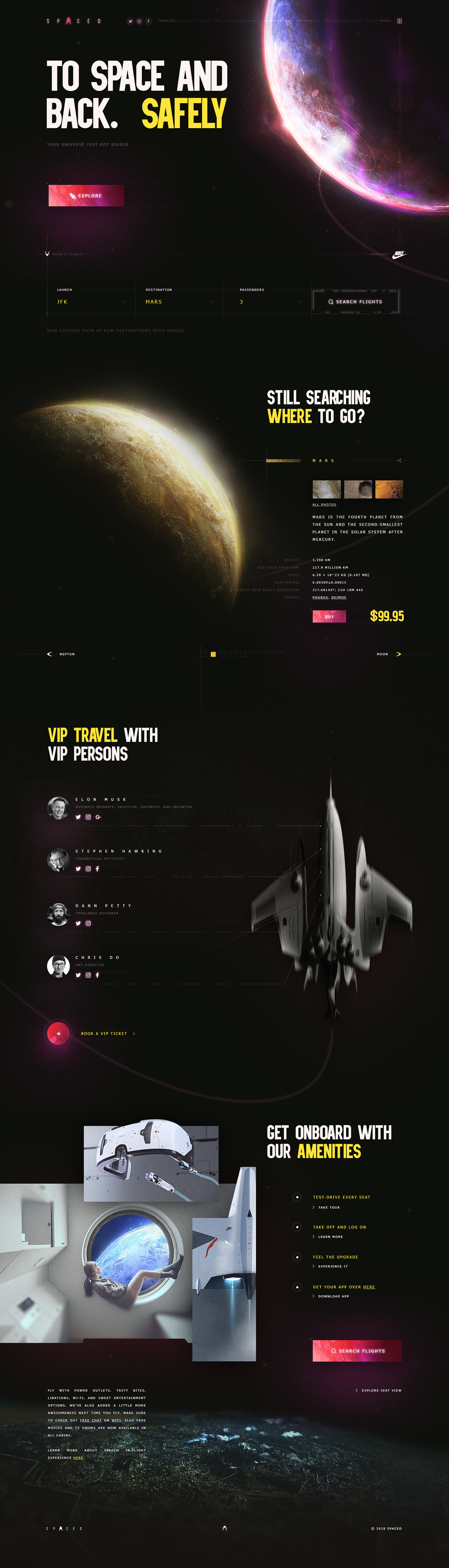 SPACEDchallenge spaced Space  app branding  homepage contest UI ux Travel
