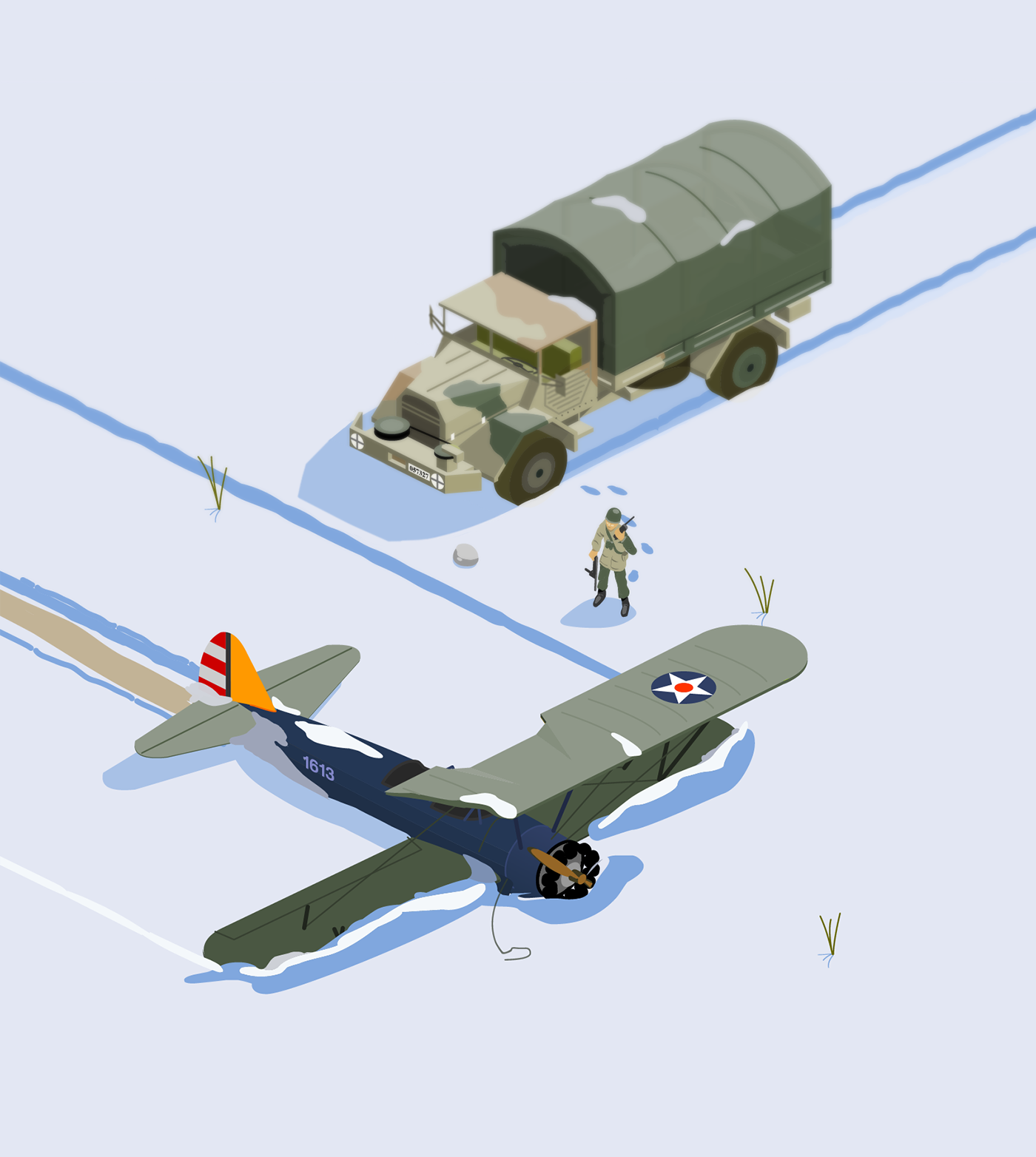 Isometric airplane Truck army soldier vector accident game winter man 630