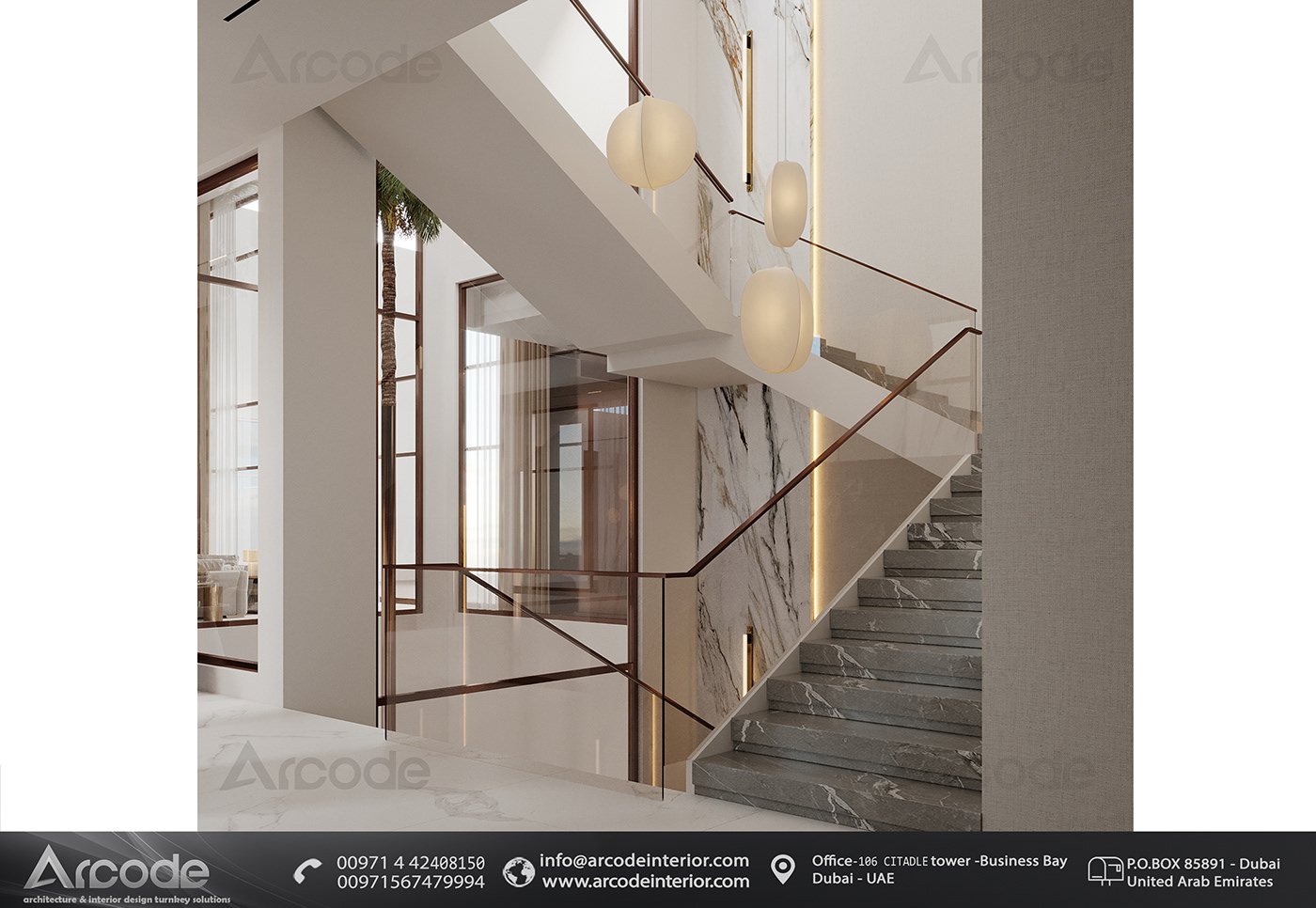 Staircase architecture Villa interior design  3ds max dubai