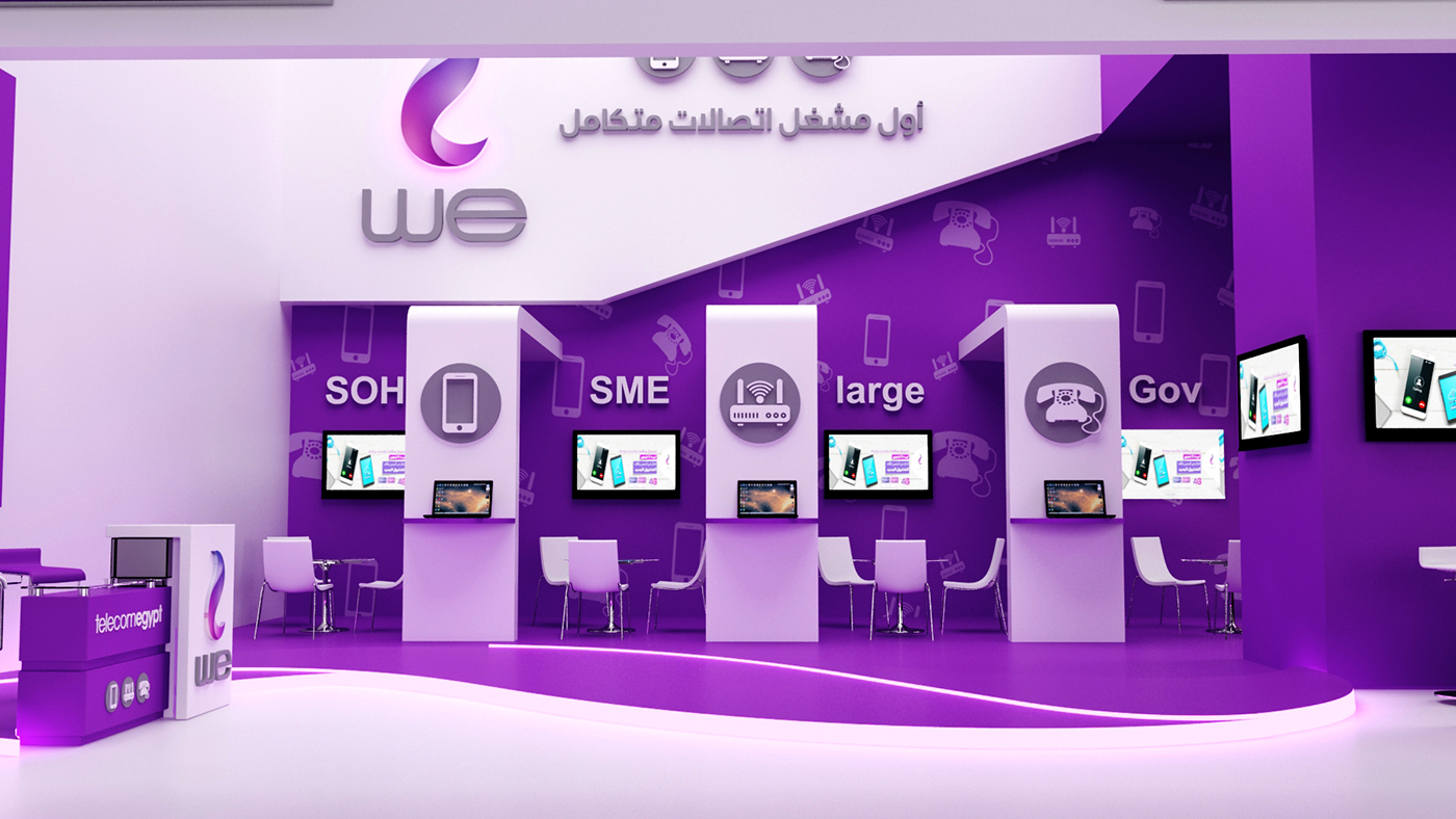 Telecom egypt booth cairo ict 4g we Exhibition  design