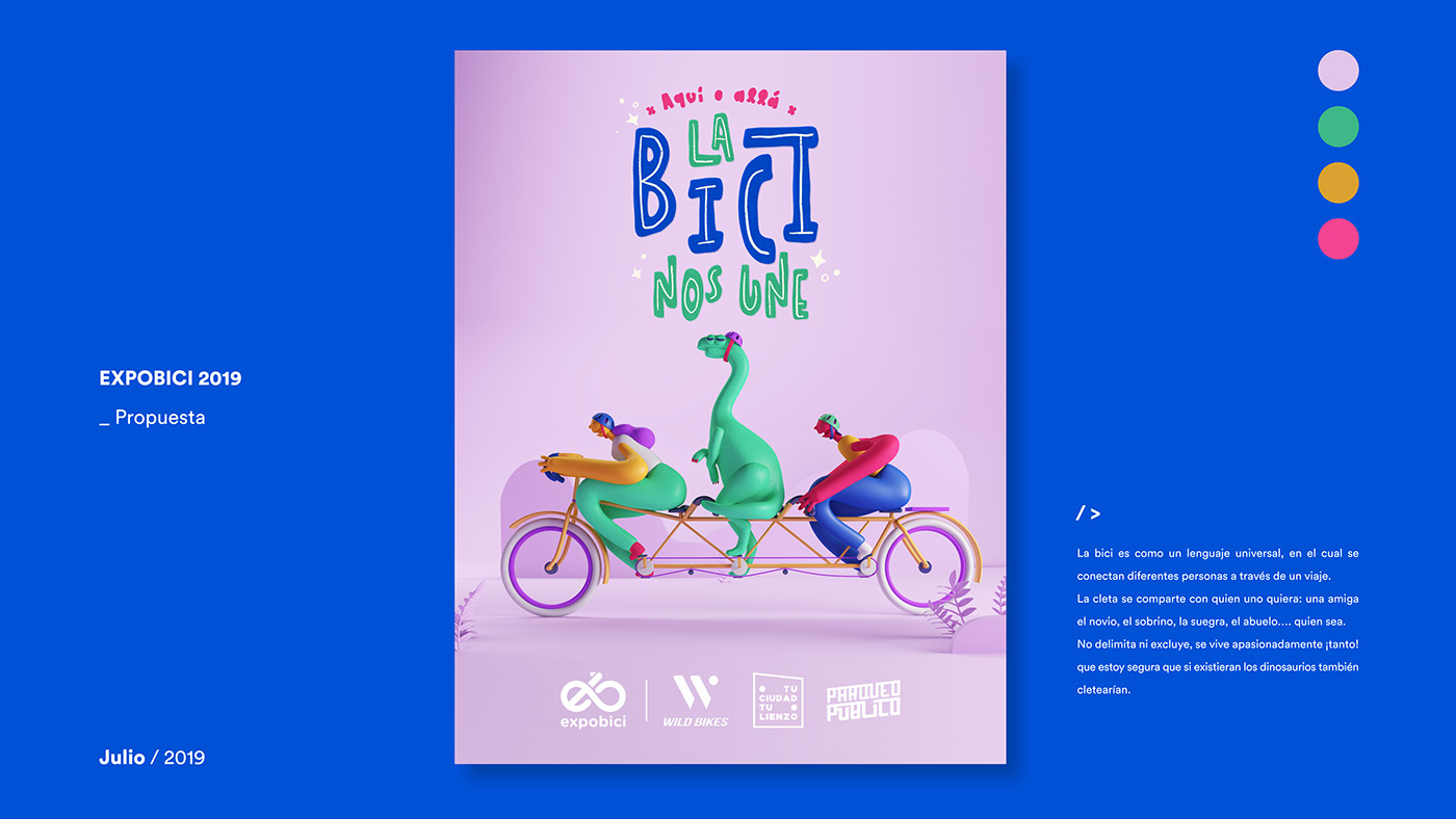 bicicleta cinema4d Bike Character 3D color ILLUSTRATION  poster dinosaurs people