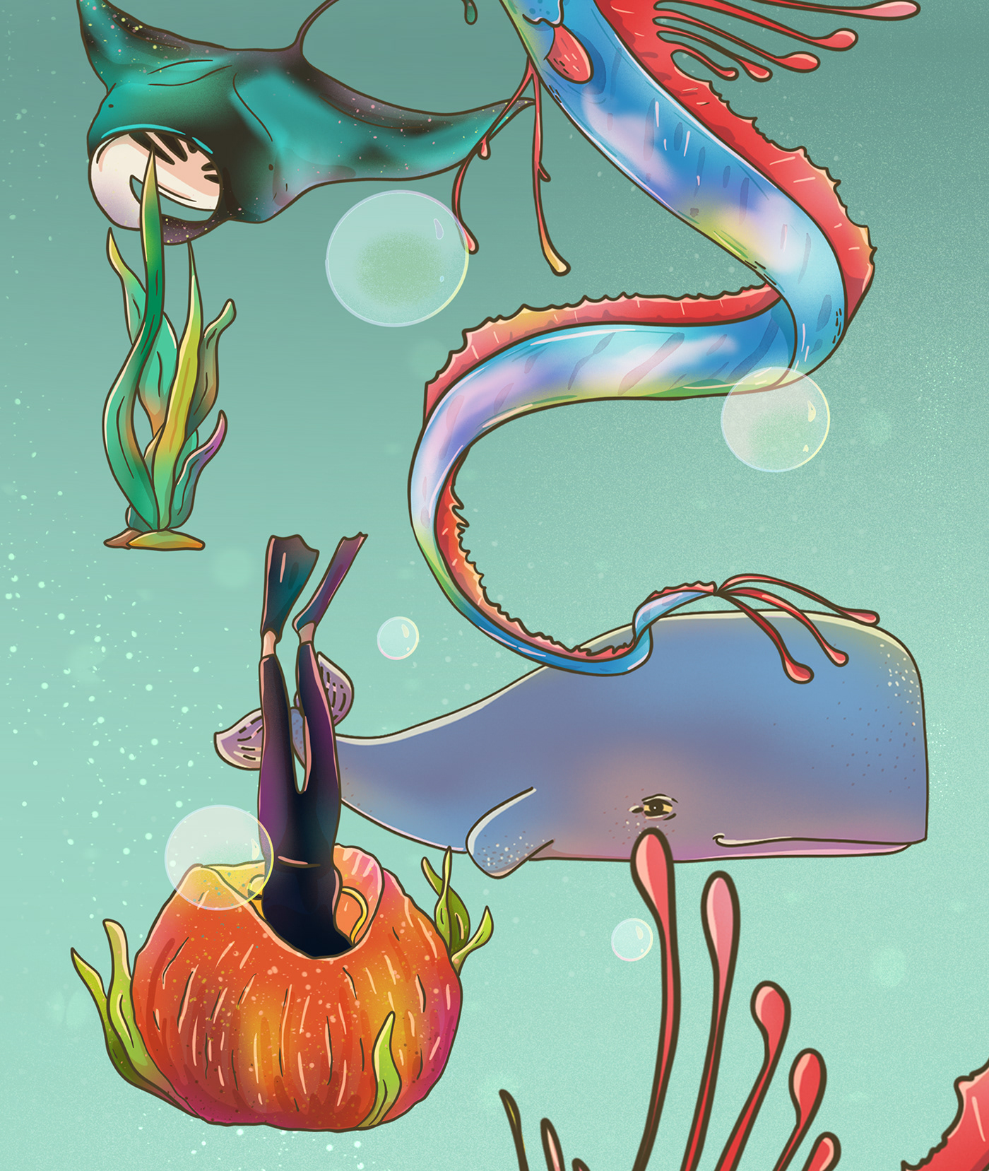 cartoon Character design  children's book concept art Ecology Encyclopedia ILLUSTRATION  Nature seaworld underwater