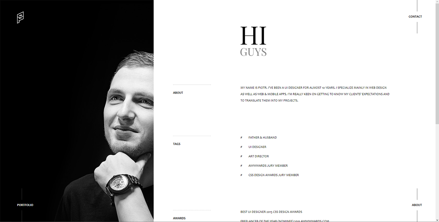 portfolio Website personal minimal fullscreen black White art Interface ux