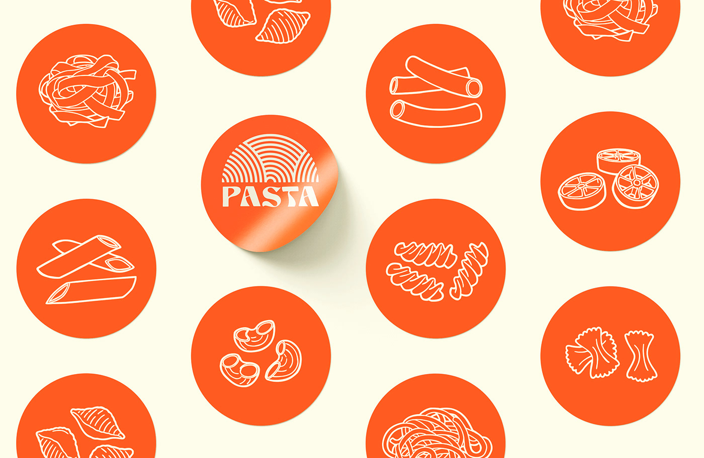 logo Pasta delivery app orange concept brand identity Packaging