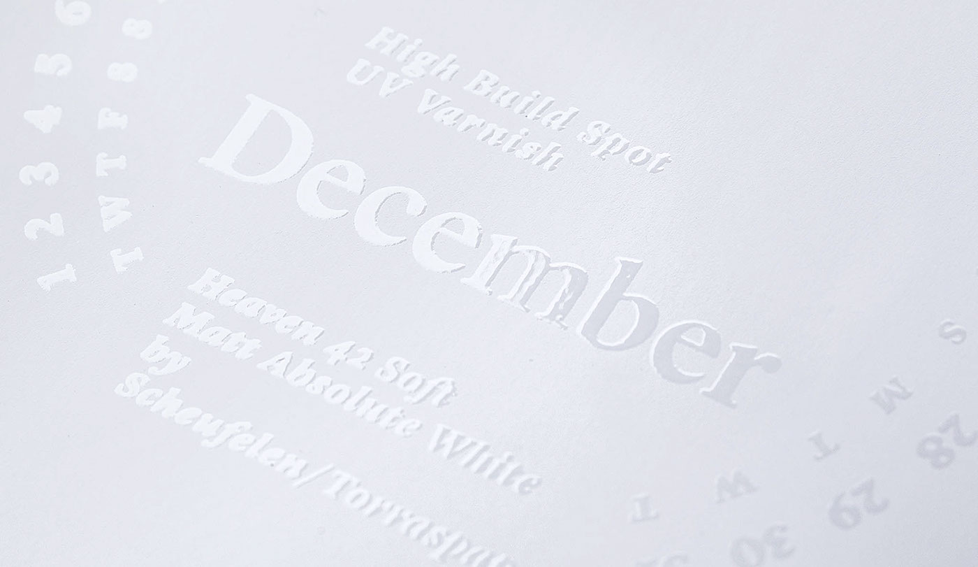calendar letterpress stamping silkscreen White minke