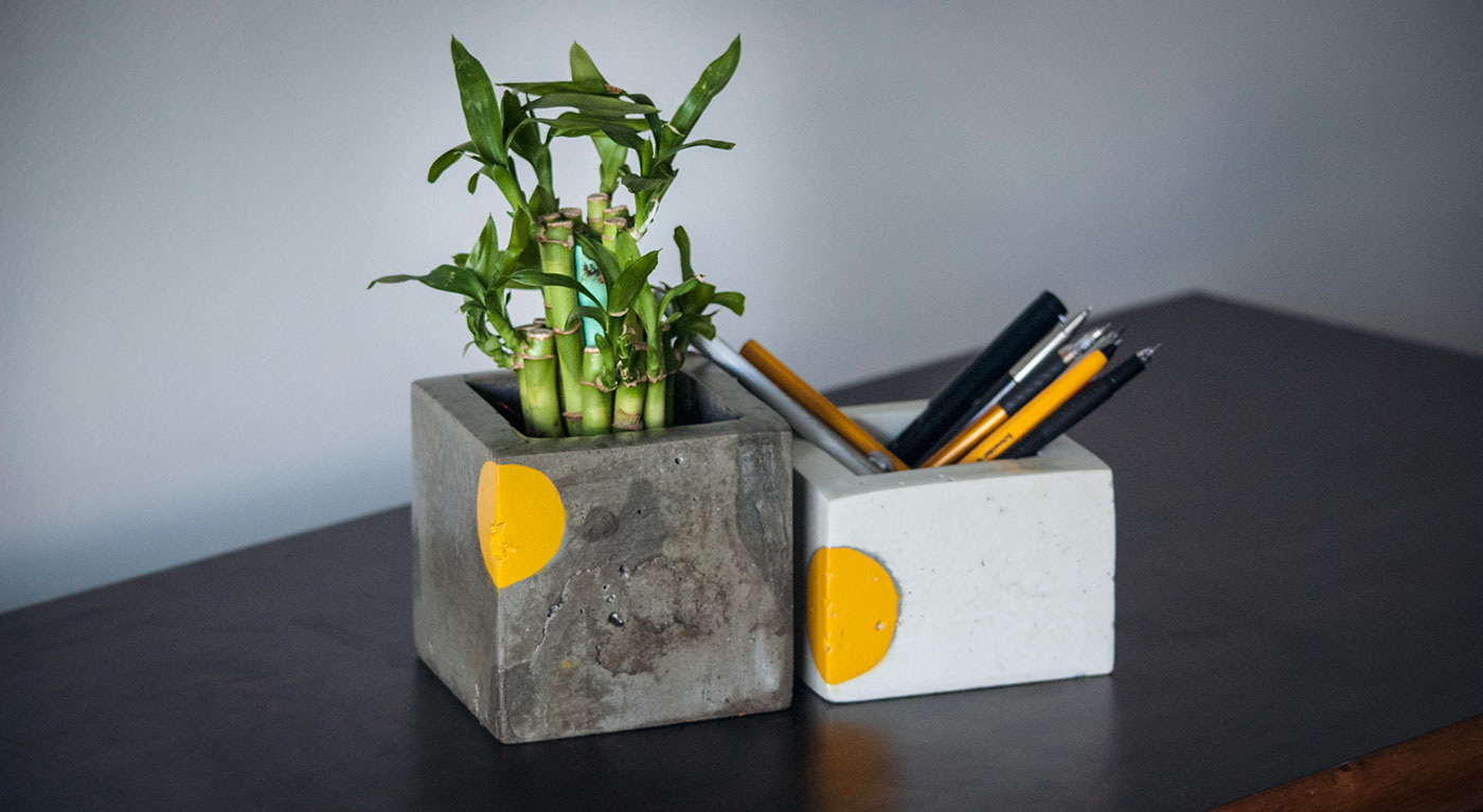 cement concrete mould Planter Pen Holder paudha kalam bamboo modern minimal simplistic trees Plant lifestyledesign