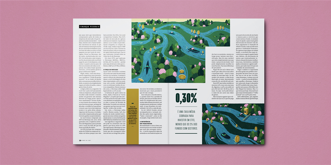 business conceptual illustration editorial Investment magazine magazine layout river texture