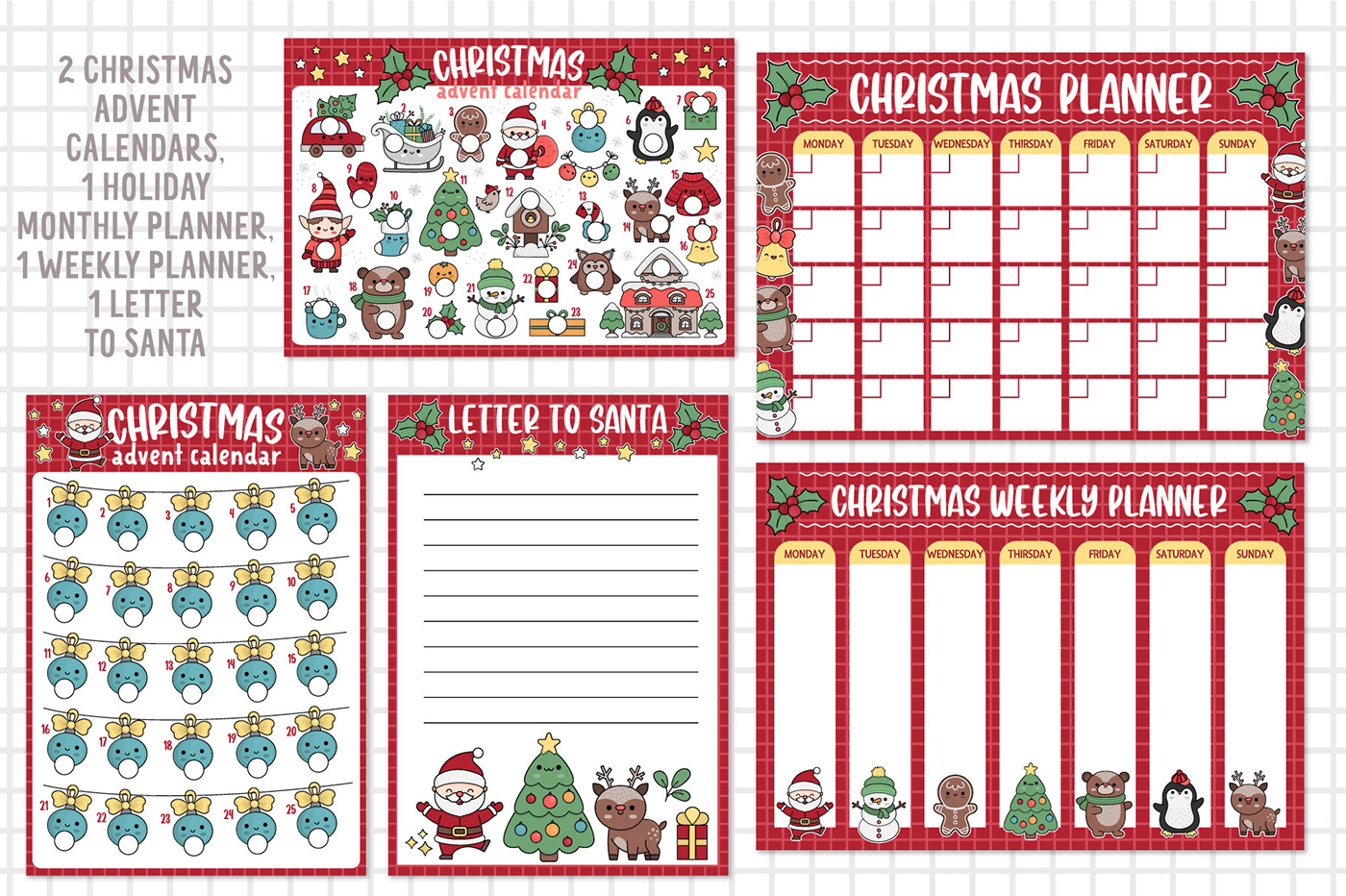 activities Christmas christmas games educational Games kawaii kids new year printable worksheet Santa Claus