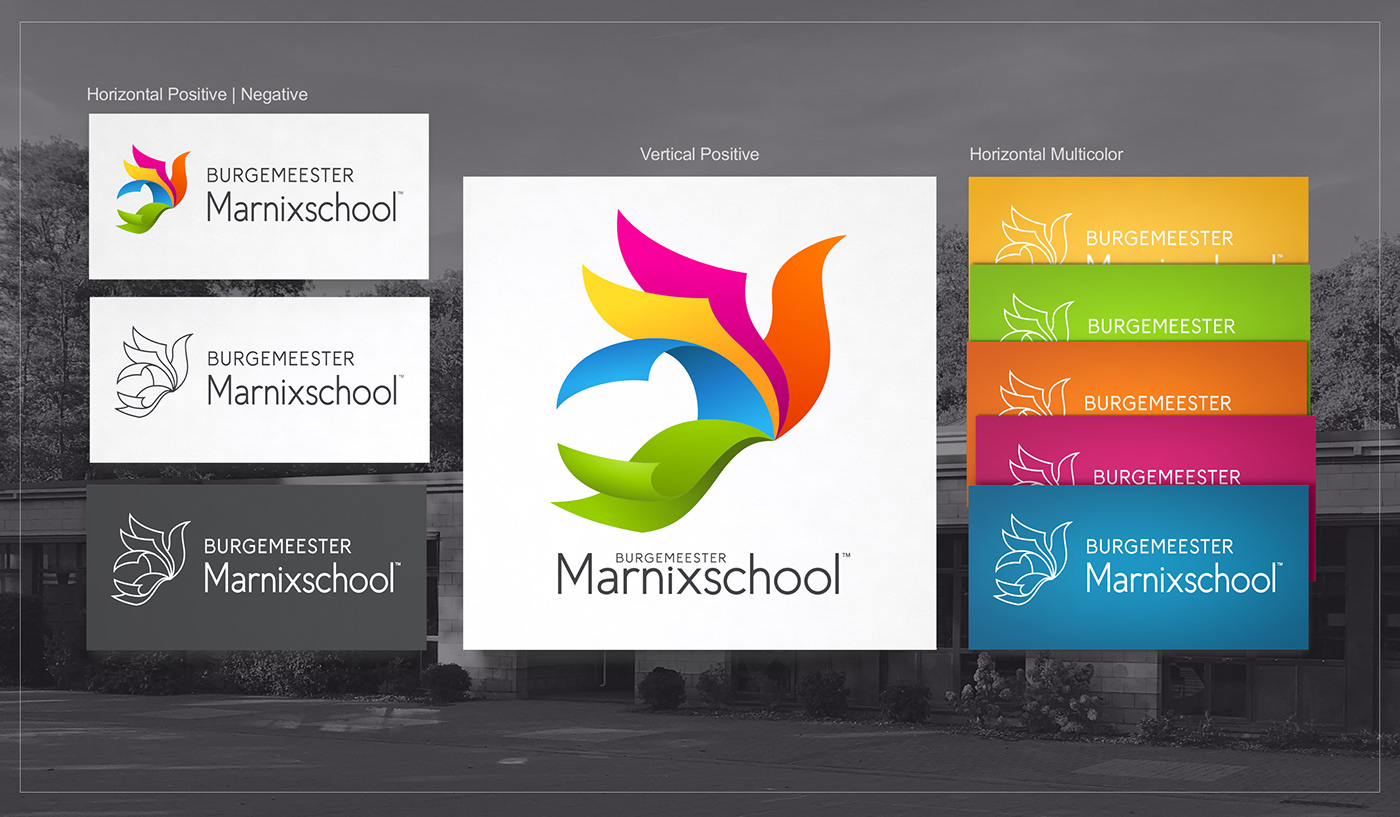 Burgemeester Marnixschool Logo Design primary school kindergarten Marnixschool belgium bluejay Wim De Hert Schoten Rebrand