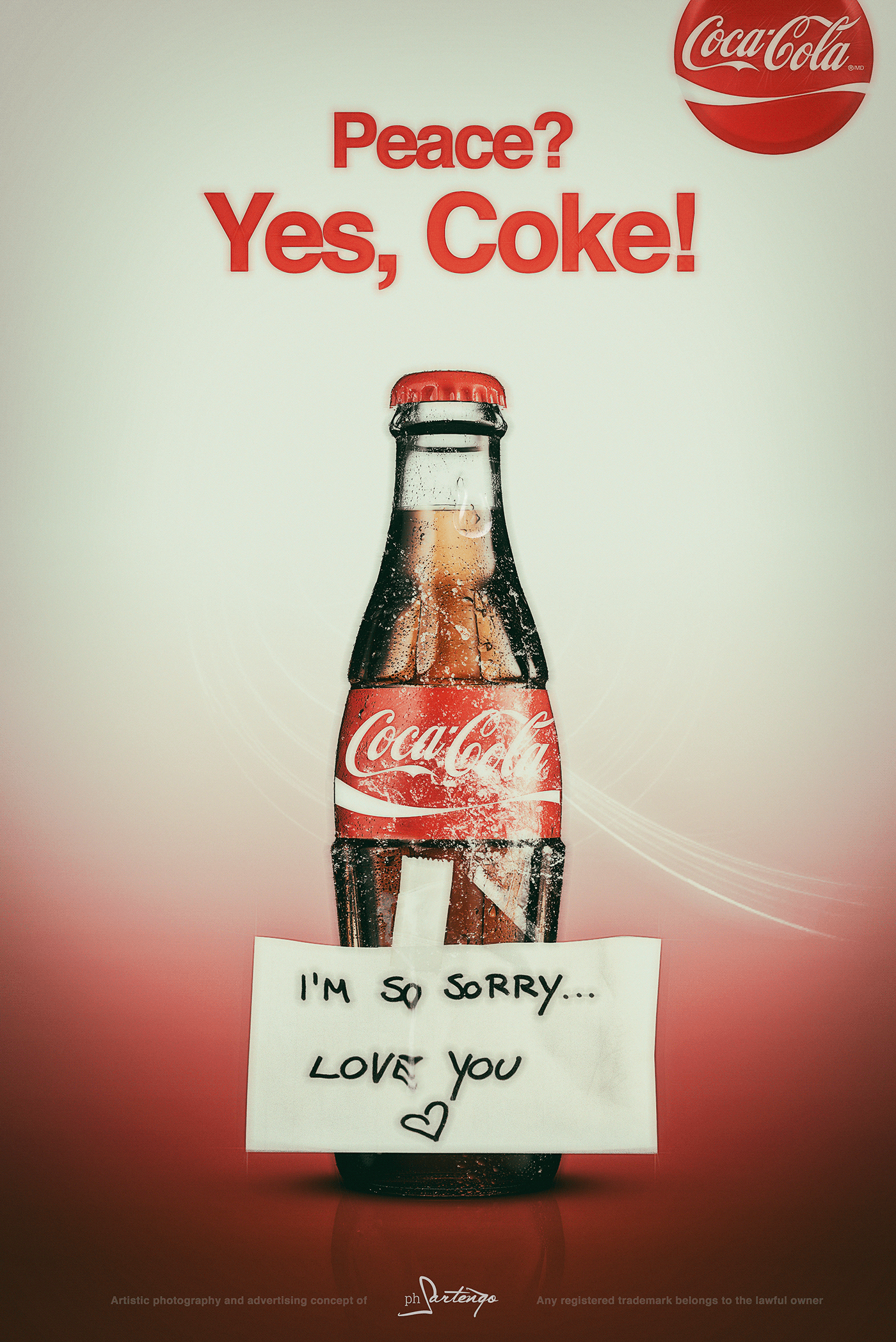 ads Advertising  Coca Cola coke cola concept creative peace Photo Manipulation  Photography 