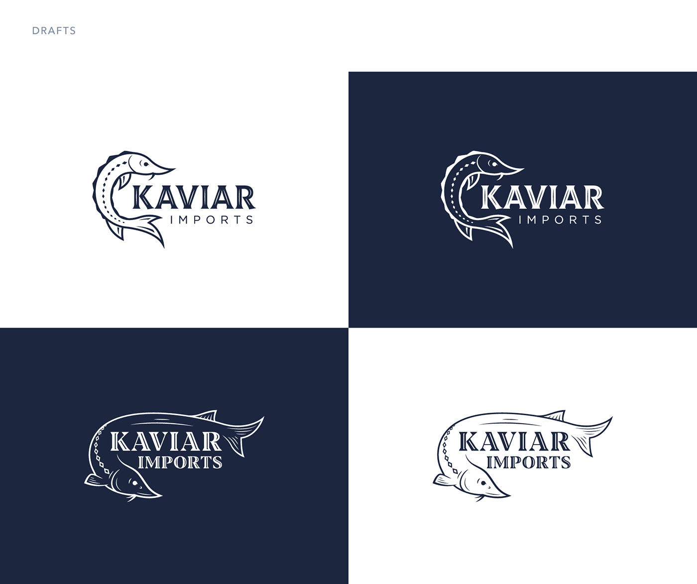 logodesign caviar sturgeon highend exquisite sophisticated branding  visualidentity gold navy