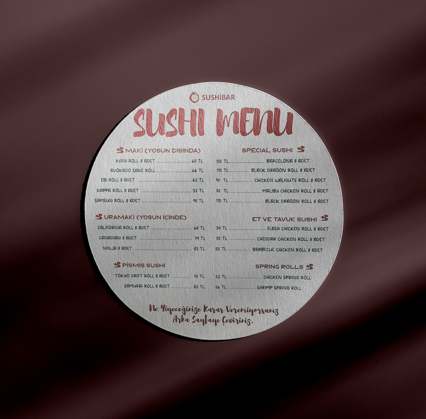 menu menu design Menü tasarımı food menu Sushi