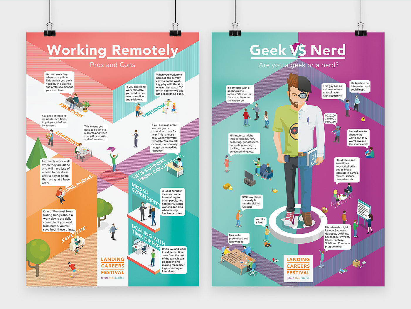 Isometric infographic job poster festival vector world geek