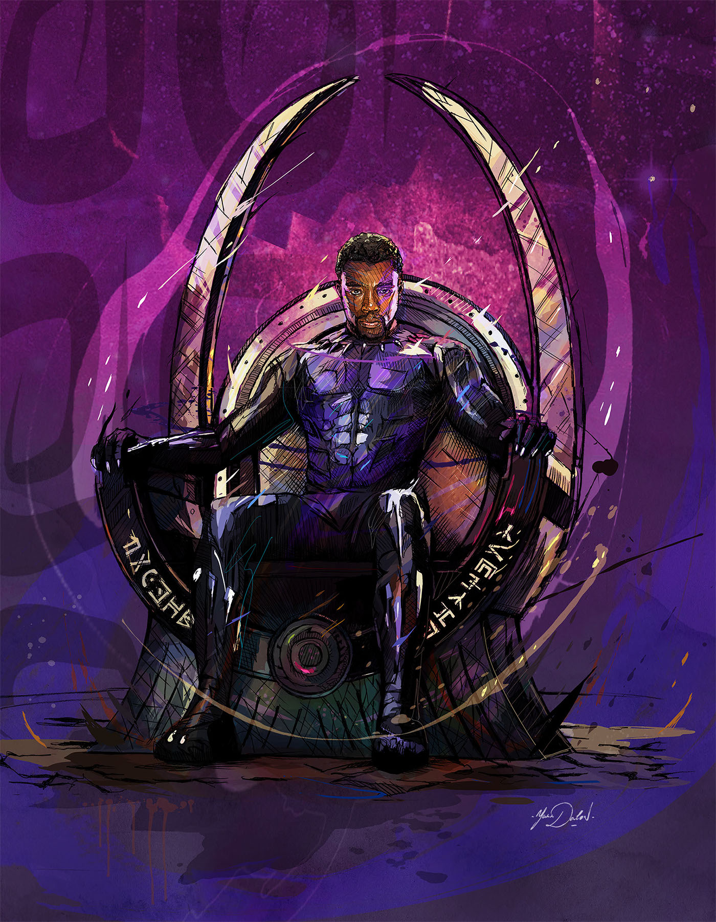 marvel Cinema black panther Avengers africa Dynamic poster disney colorful portrait