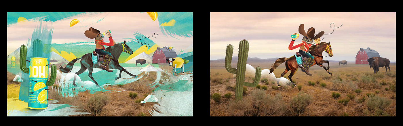 collage collageillustration ilustracion digital illustration western cowboy video