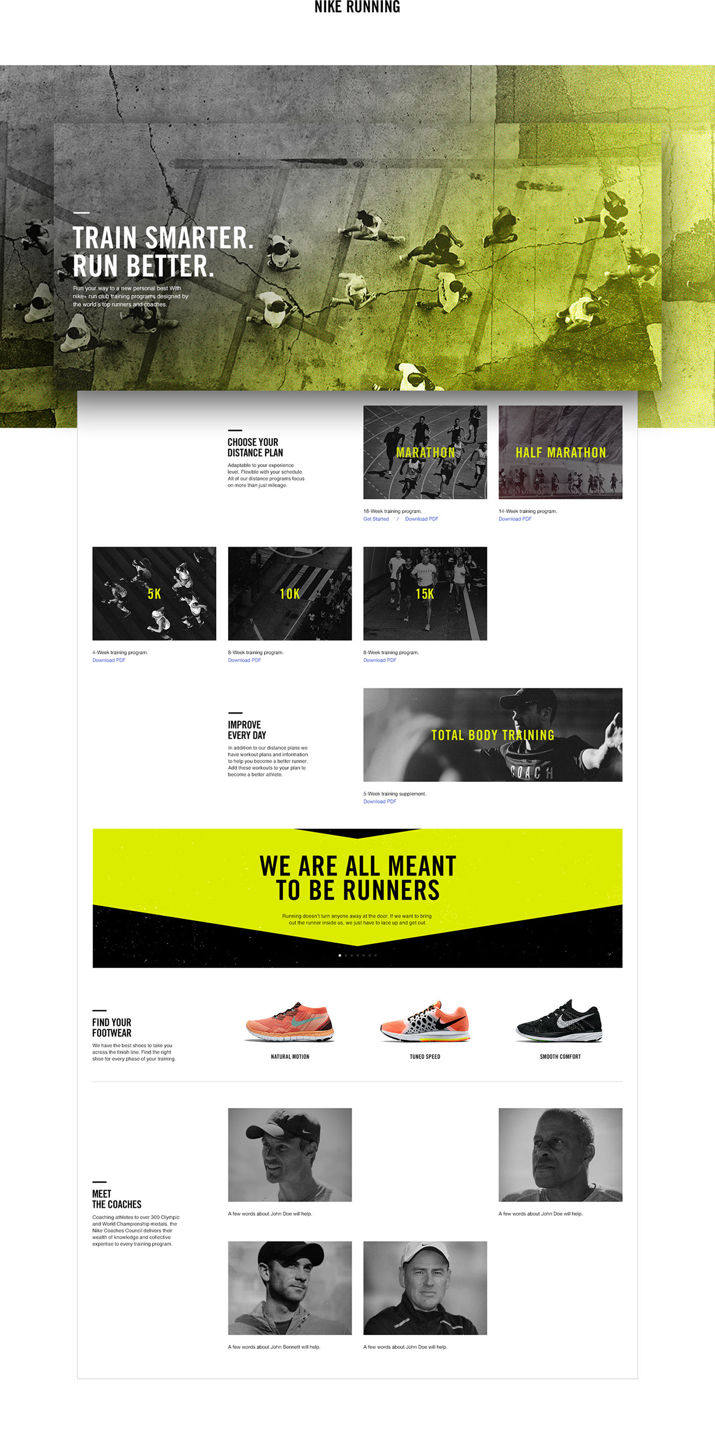 Nike nike.com product sport basketball running photo flat clean modern Website training gym model Layout