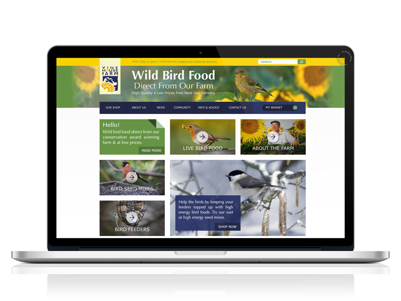 Adobe Portfolio responsive website mobile design ecommerce website Bird seed navigation
