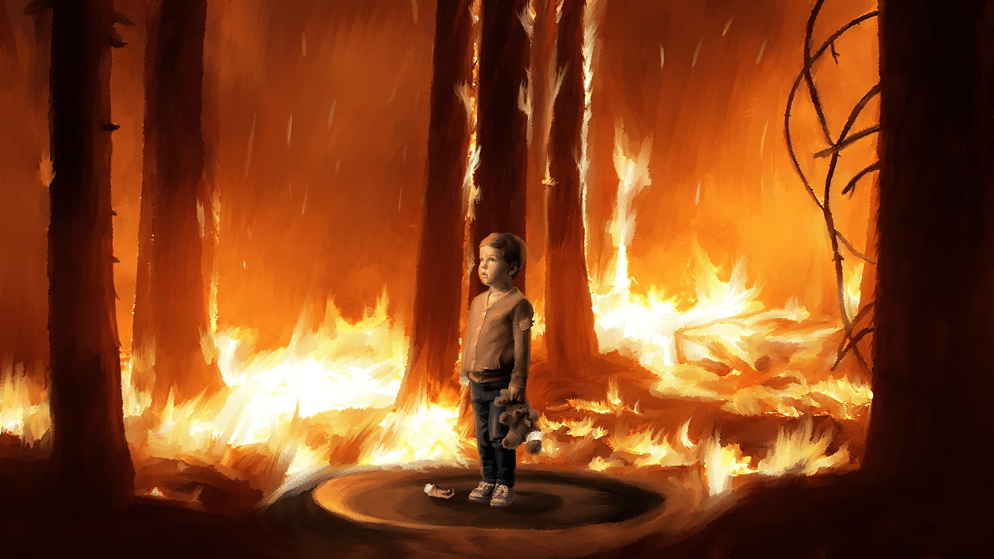 boy concept art control fire