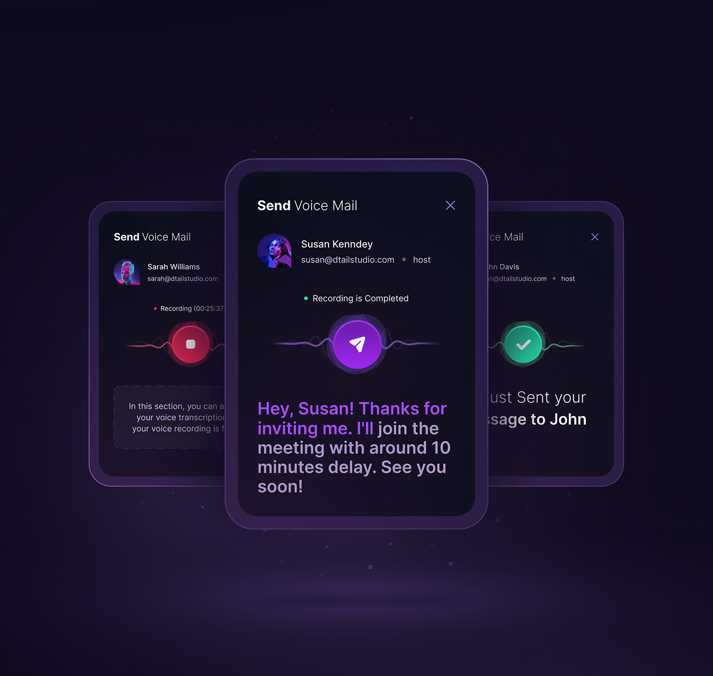 Interface that showcases the use of voice mail 