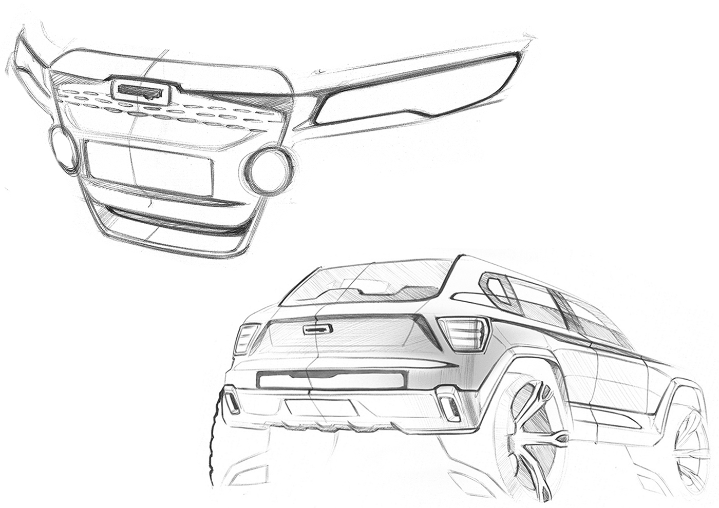Qoros suv chinese rugged sketch rendering sketches Rims detail lights frame q-frame