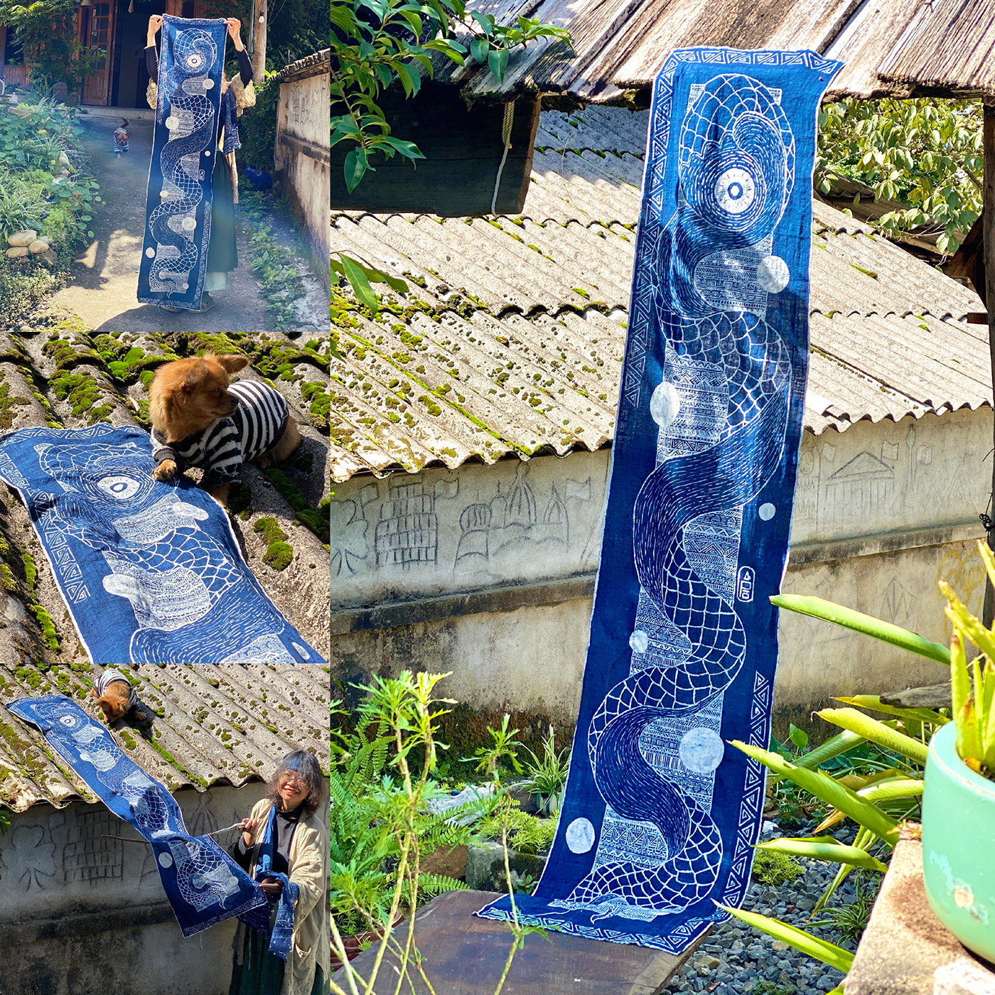 indigo dyeing Illustrator Craft artist  craft nature dyeing dyeing artwork indigo dye pattern batik batik drawing