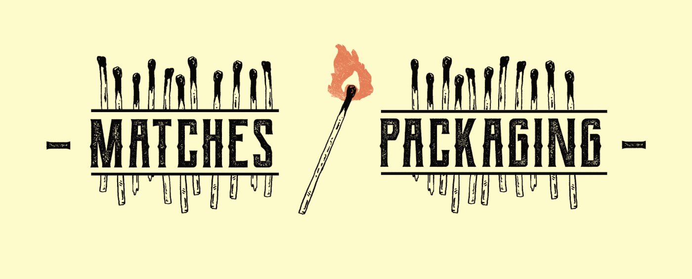 Matches Packaging box design lettering ilustracion small format