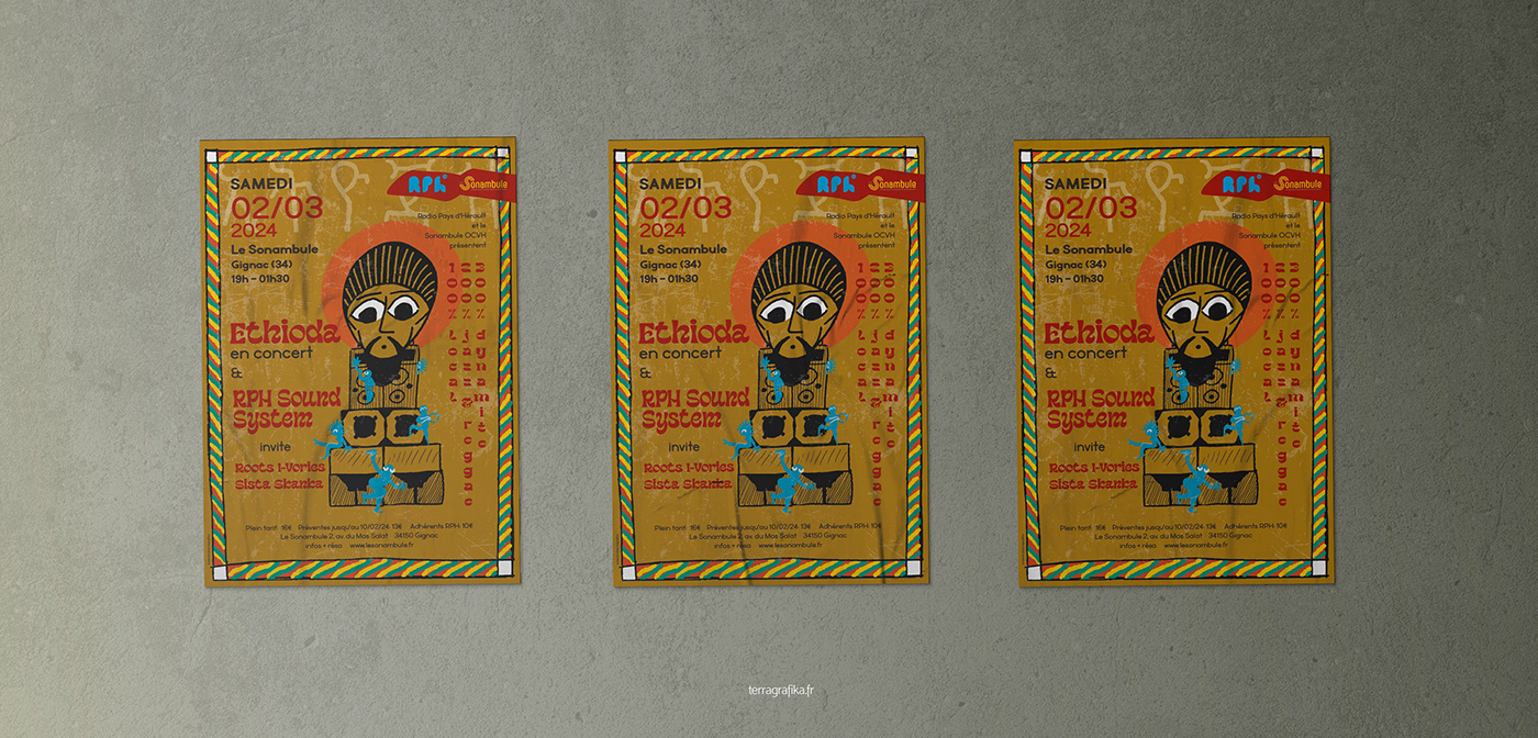 ILLUSTRATION  affiche concert ethiopia designer sound system reggae jazz music artwork