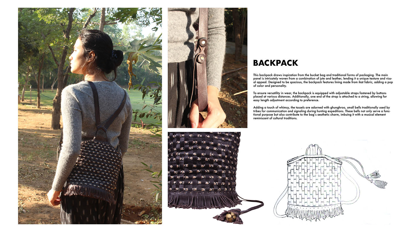 leather bags accessory design Fashion  textile surface design jute product