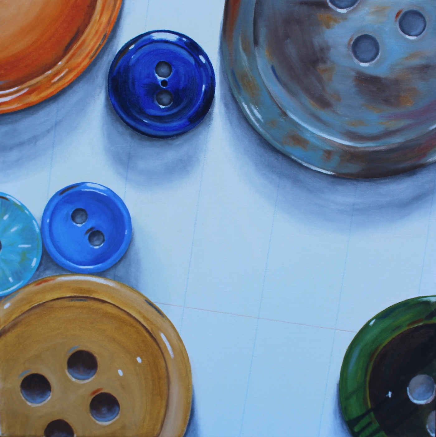 oil oil paint painting   buttons lined paper