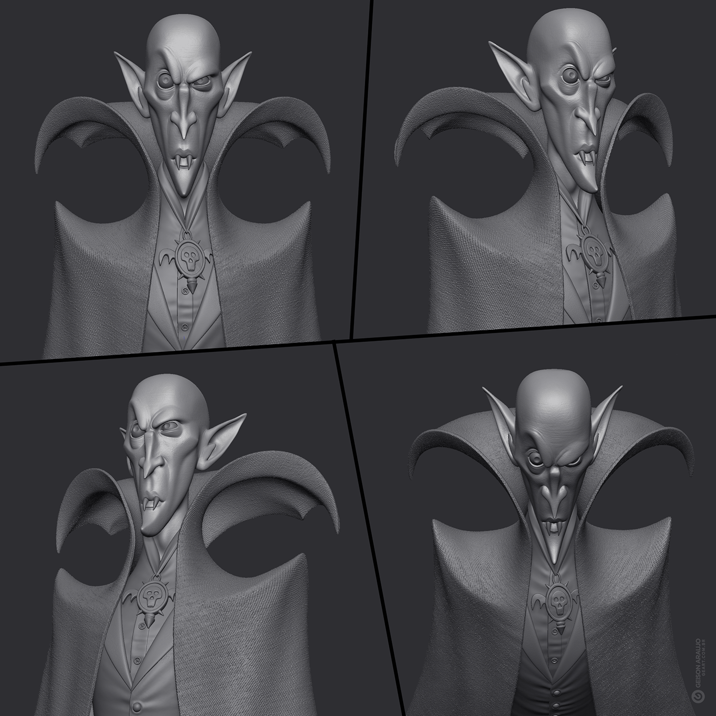 dracula vampire 3D Character modeling Lookdev stylized cartoon Render lookdevelopment