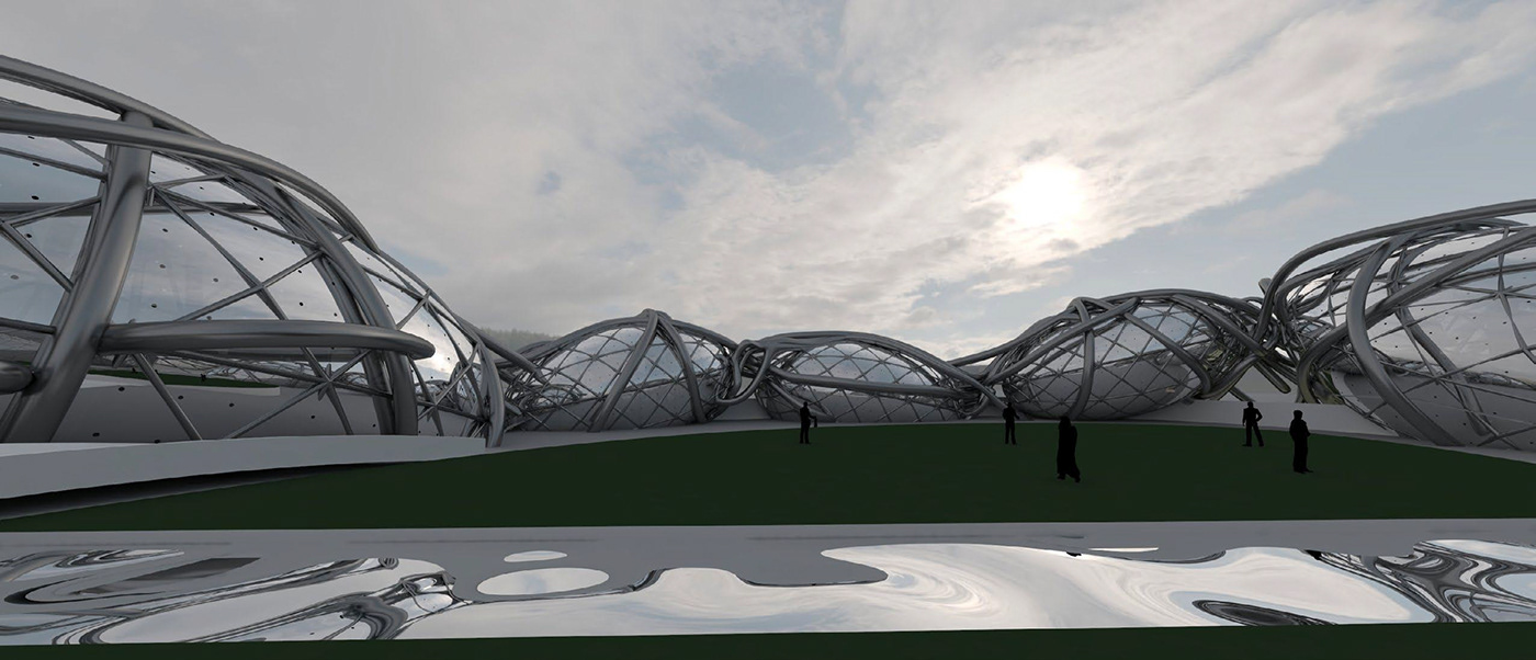3d section Landscape museum Rhino vray architecture graduation project manipulation organic parametric