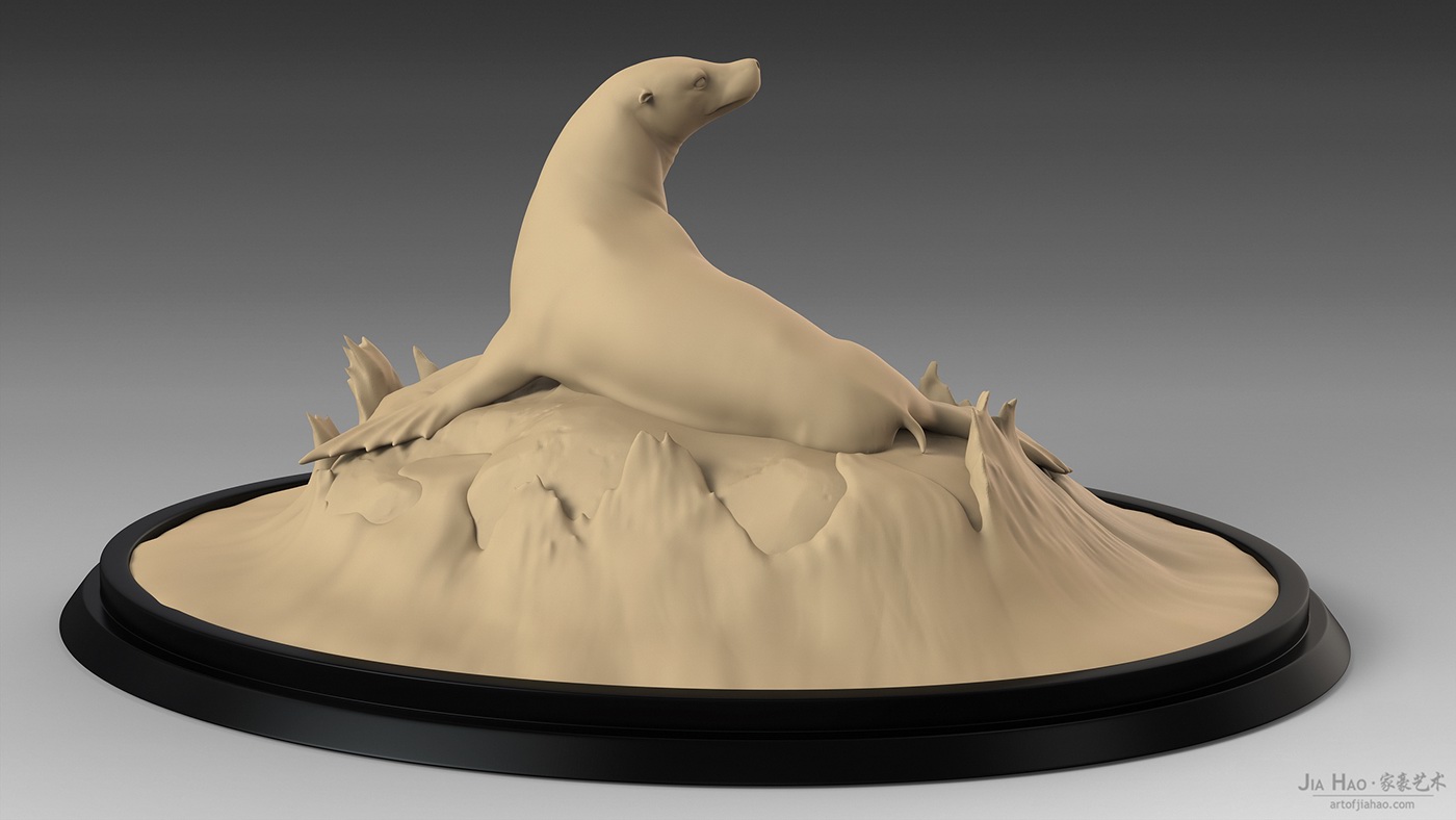 3D Zbrush sculpture animal modeling sculpting  sealion
