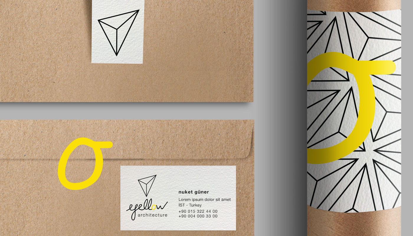 logo color yellow pattern White black Corporate Identity triangle personal card notebook