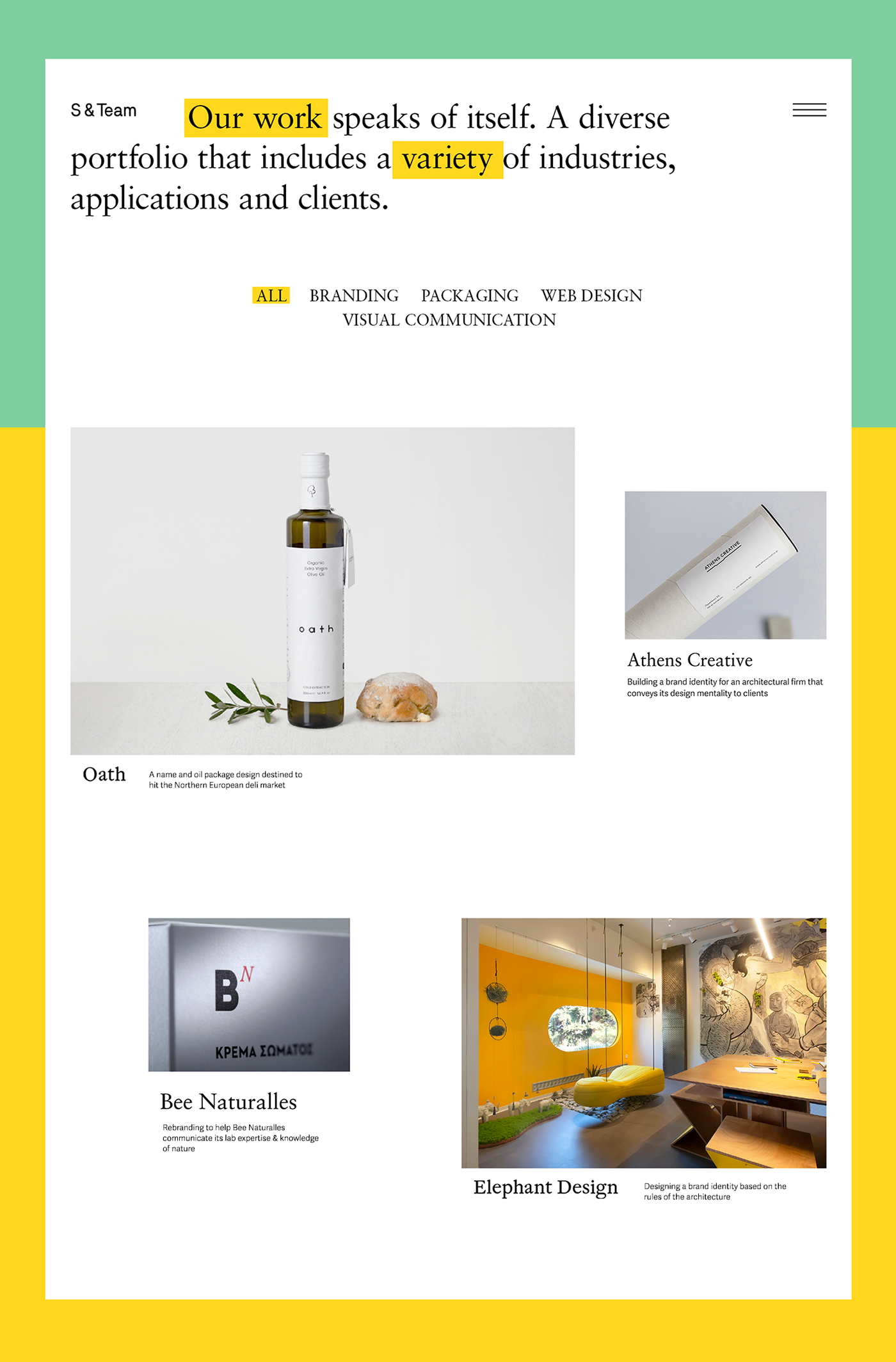 agency branging design portfolio projects typography   UNDERLINE web site yellow